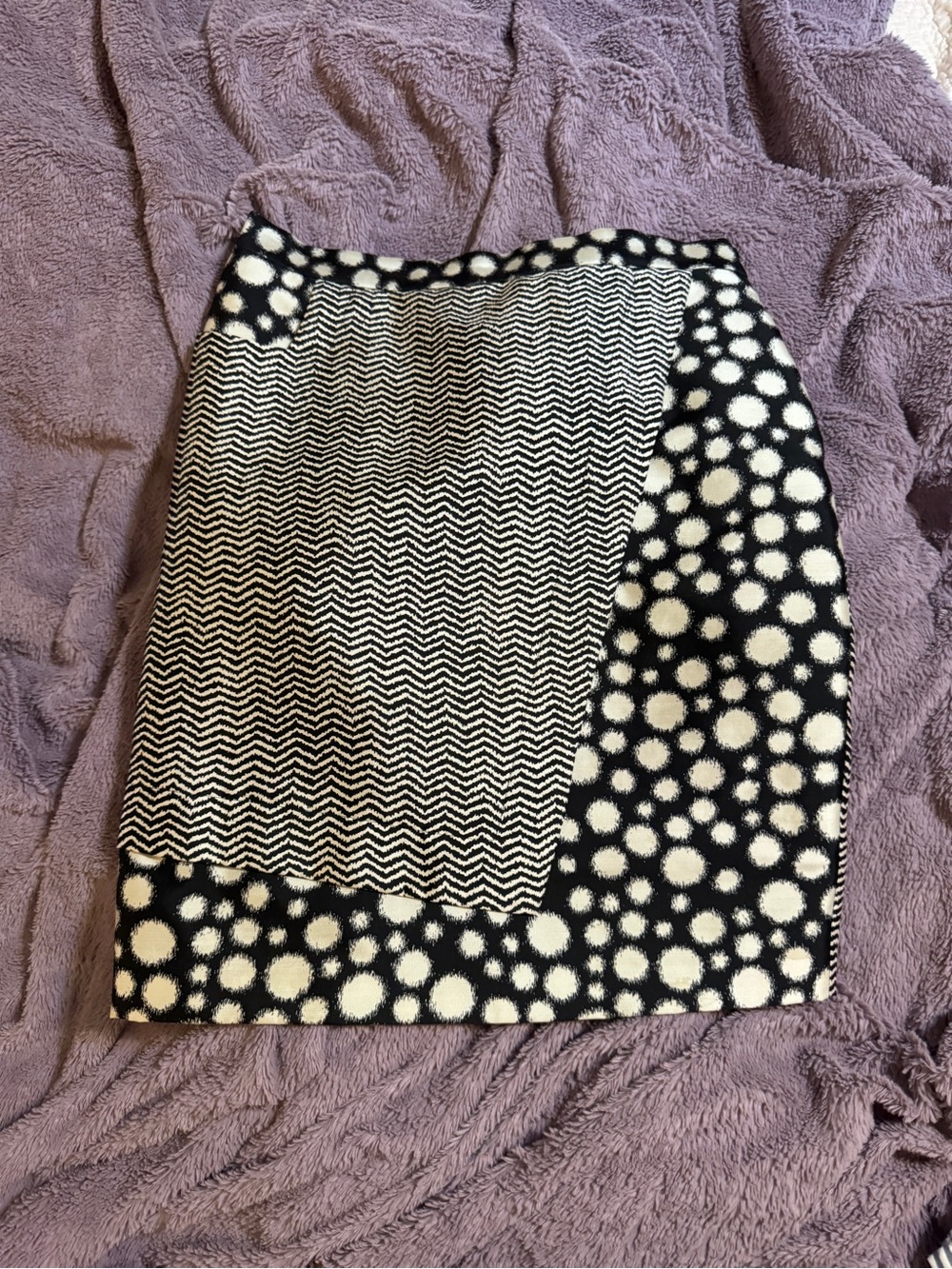 Whistles Black and White Pattern-Block Knit Pencil Skirt